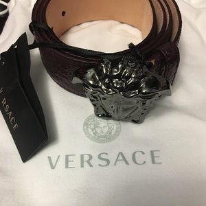 Burgundy Versace men’s belt